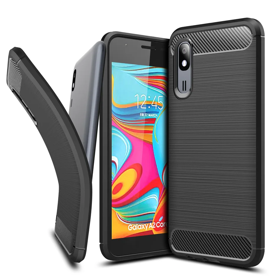 Чехол из углеродного волокна для Samsung Galaxy A2 Core Cover TPU рисунок Материал чехол