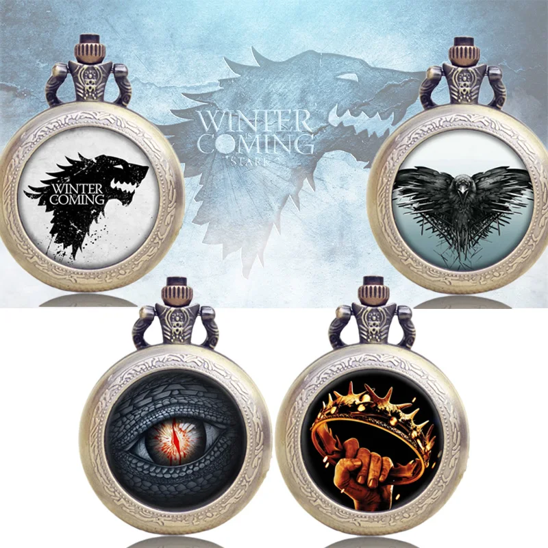 

Game of Thrones Pocket Watch A Song of Ice and Fire House Symbol Fashion Vintage Modern Quartz Retro Women Men Necklace Chain