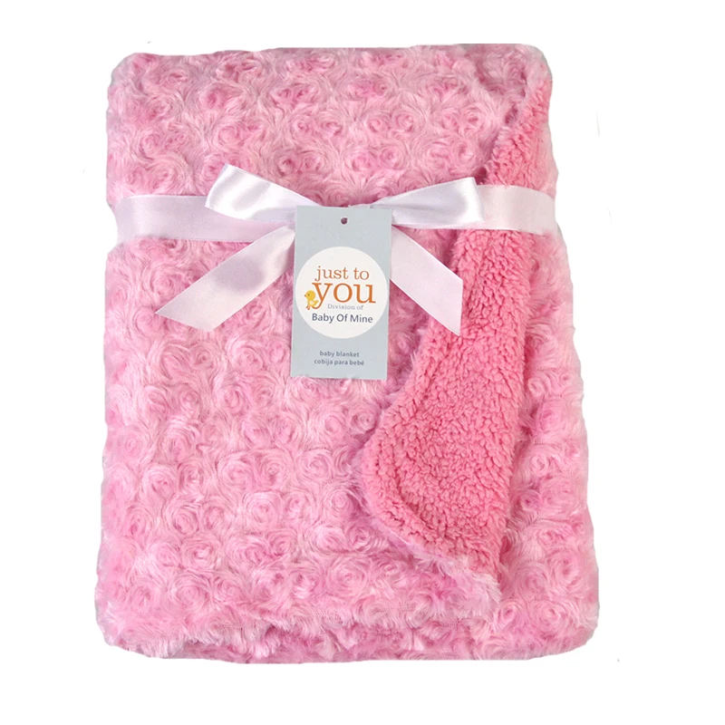 Роза шерсть Одеяло детское одеяло Обувь для мальчиков и Обувь для девочек коралловый кашемир двойной утолщение тележки Одеяло новорожденных Обложка 102*76 см gtrq1188 - Цвет: pink