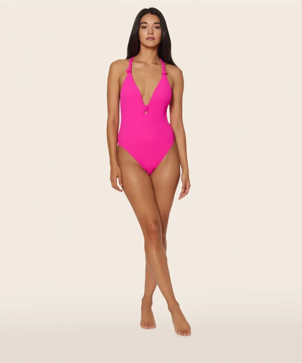 Dolcevita Pink Knotty High Fork Sexy Swimsuit XS-L Swimwear Women One Piece