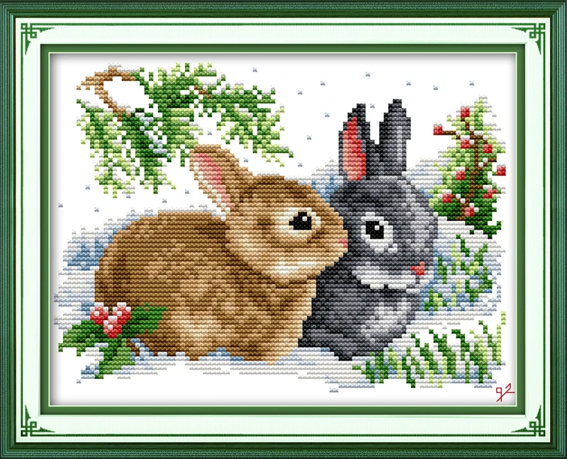 

Lucky rabbits Counted Cross Stitch 11CT Printed 14CT Cross Stitch Set DIY Chinese Cotton Cross-stitch Kit Embroidery Needlework