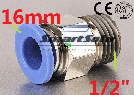 

Free Shipping 100pcs/lot Pneumatic 16mm Tube Hose Pipe Push In 1/2" Male Straight Air Fitting 1/2 Inch One Touch Quick Connector