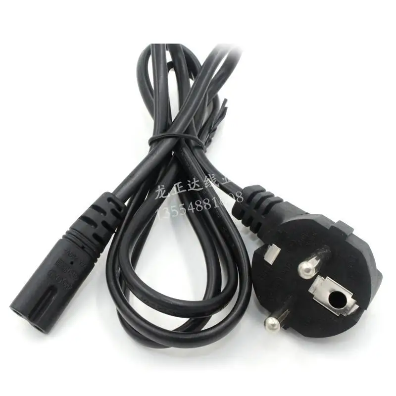 

Fusing EU plug power cord 1.5m Large European Plug Power Connection Line 2-core 8-word Taillight Printer 2x0.75 Square Line Free shipping