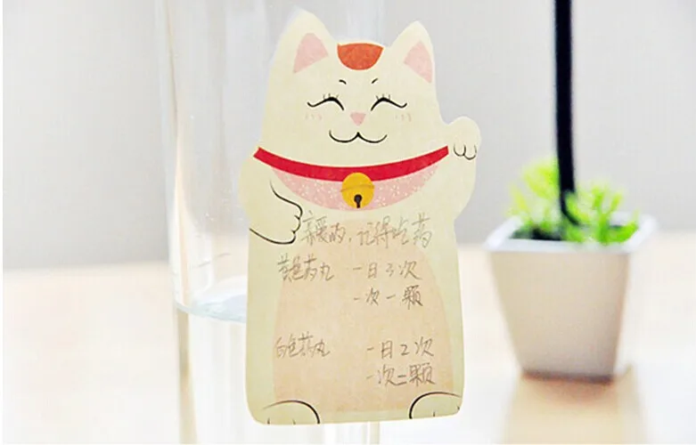 1 шт. стационарный планировщик наклейки Lucky Cat Maneki Neko Закладка Мемо Sticky Notes K989td
