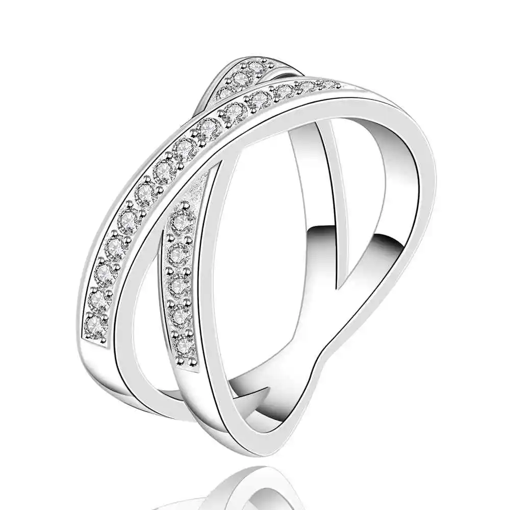 free shipping 925 silver Fashion Jewelry x two circle te Bulgary men wedding ring for women SMTR487 | Украшения и аксессуары