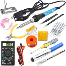 60 Вт Электрический Регулируемый температурный Сварочный припой паяльник с 5 шт. железные наконечники+ Оловянная проволока+ плоскогубцы полный инструмент для ремонта