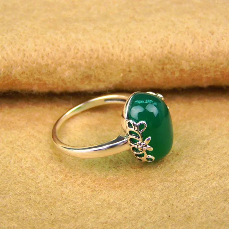 FNJ, Ретро стиль,, S925, одноцветное, тайское, серебряное кольцо, хорошее ювелирное изделие, синий корунд, зеленый камень, чистое 925 пробы, серебряные кольца для женщин