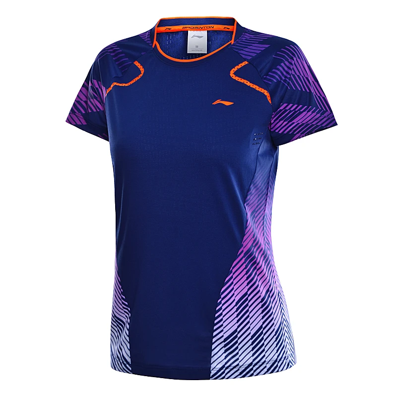 Li-Ning, женские футболки для соревнований по бадминтону, дышащие, удобные, на сухой подкладке, спортивные футболки, топы, футболки AAYN016 WTS1436