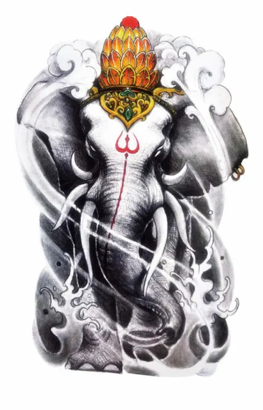 Body Art Beauty Makeup Holy India Elephant God Waterproof Temporary