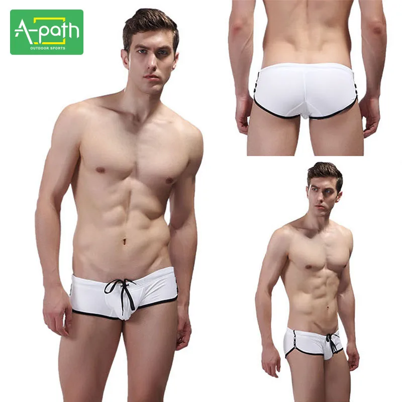 

Summer 2019 Men's One Piece Swimsuit Beach Trunks Underwear Low-waist Sexy Flat Pants Men's Underwear Swimming Pants 8 Color