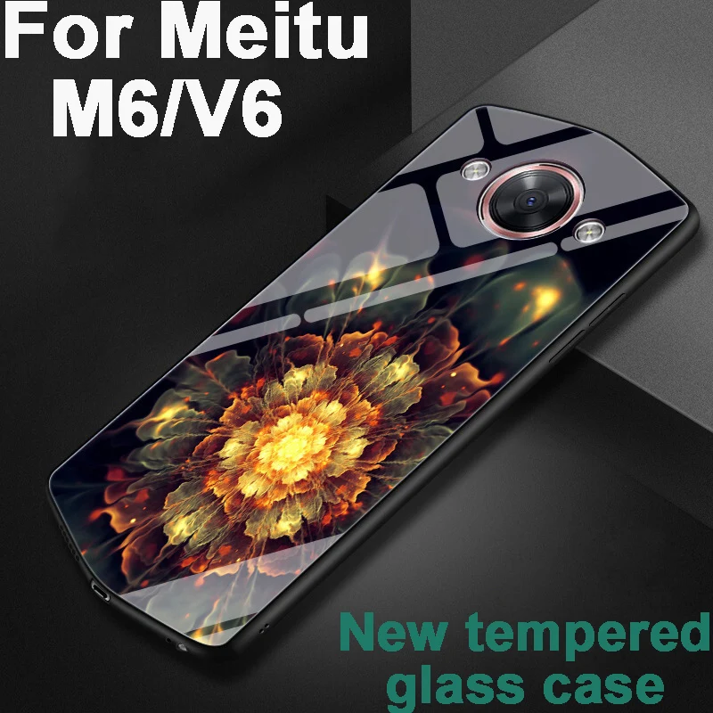 2 шт. чехол для Meitu V6 MP1605/M6 MP1503 стеклянный с цветком закаленное стекло чехлы