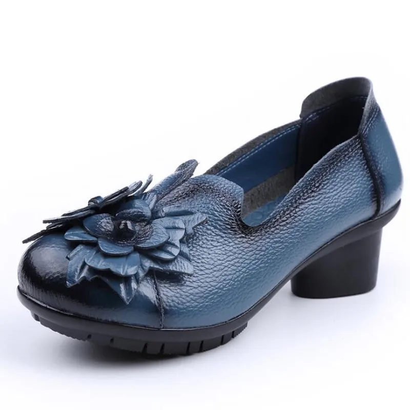 Новинка 2019, весенне-осенняя модная обувь ручной работы с цветами, женская обувь из натуральной кожи, нескользящая Мягкая удобная женская