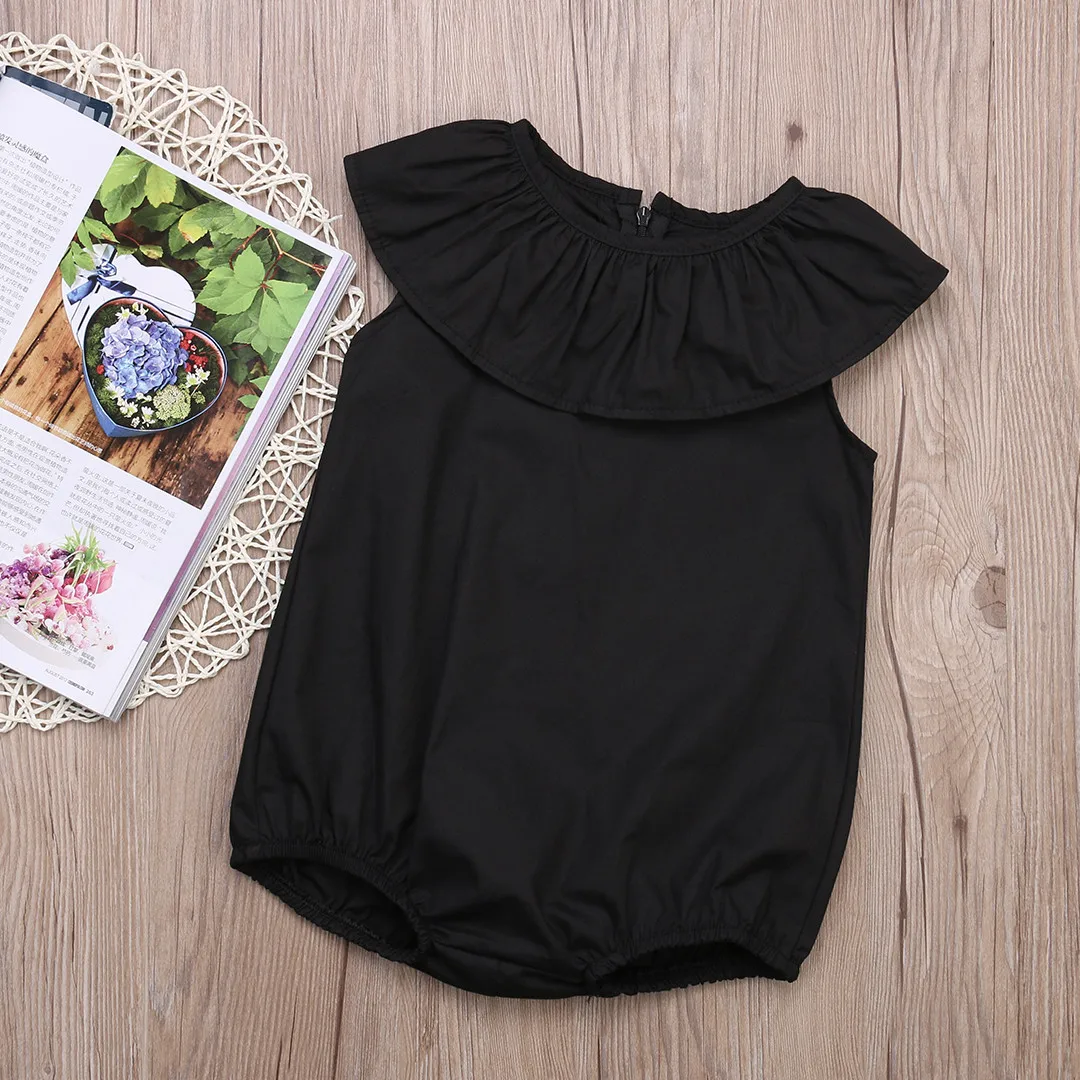 Emmababy От 0 до 5 лет летние дети девушка моды Черный боди Обувь для девочек Playsuit цельный дети боди Костюмы Перевозка груза падения