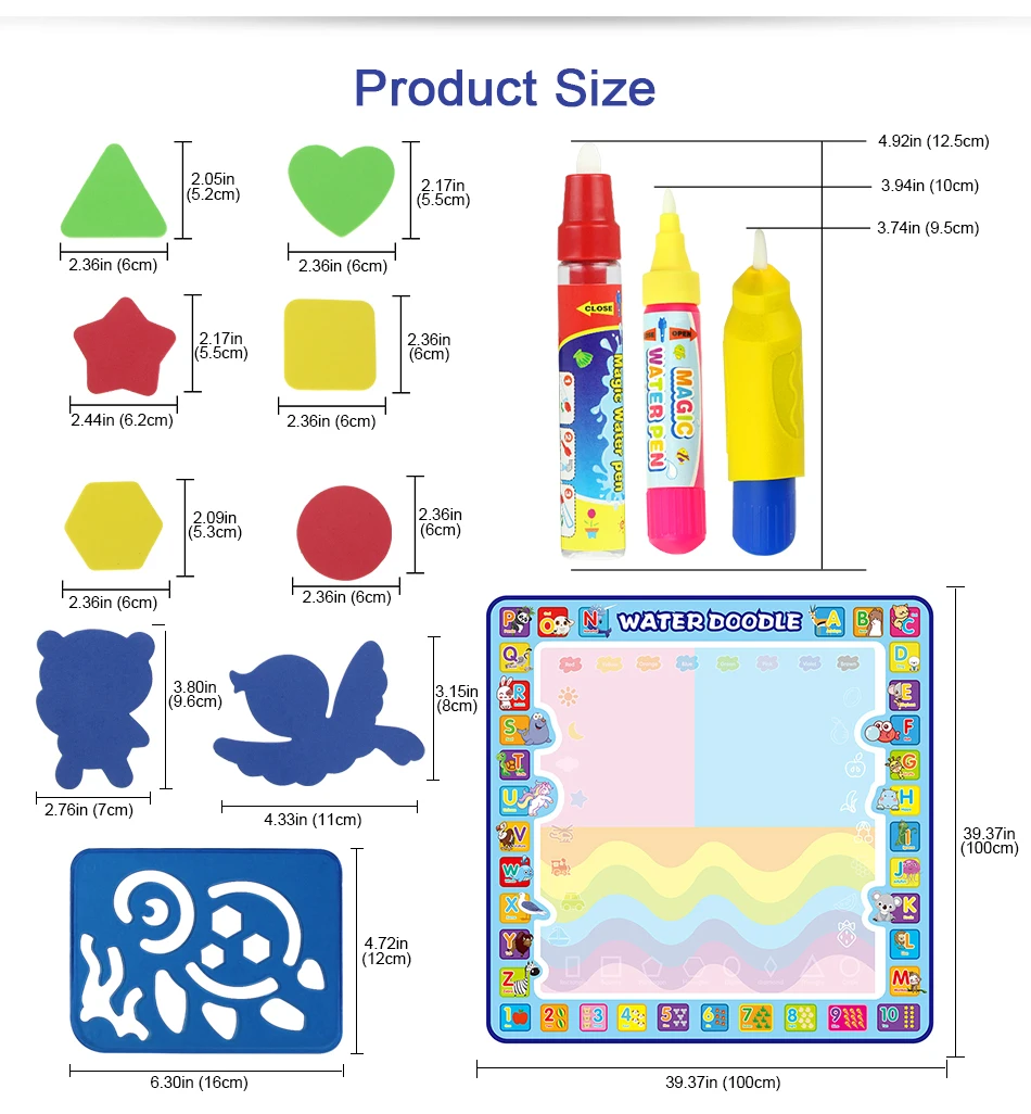 100x100 см магический водный коврик для рисования, коврик для рисования и 4 ручки для рисования и 1 набор штампов, доска для рисования, развивающие игрушки для детей, рождественский подарок