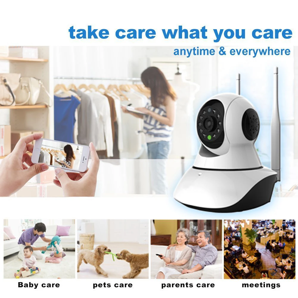 Wistino 720P Беспроводная ip камера безопасности 1.0MP WiFi Детский Монитор ночное видение