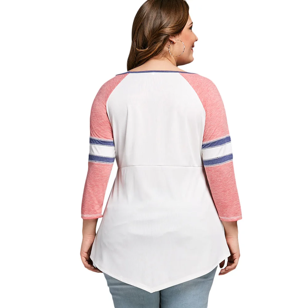 Wipalo Women New Fashion Casual Long T Shirt Plus Size 5XL Raglan Sleeve Empire Waist V Neck Tunic Tops Clothing Shirts|fashion t shirt|t shirtplus