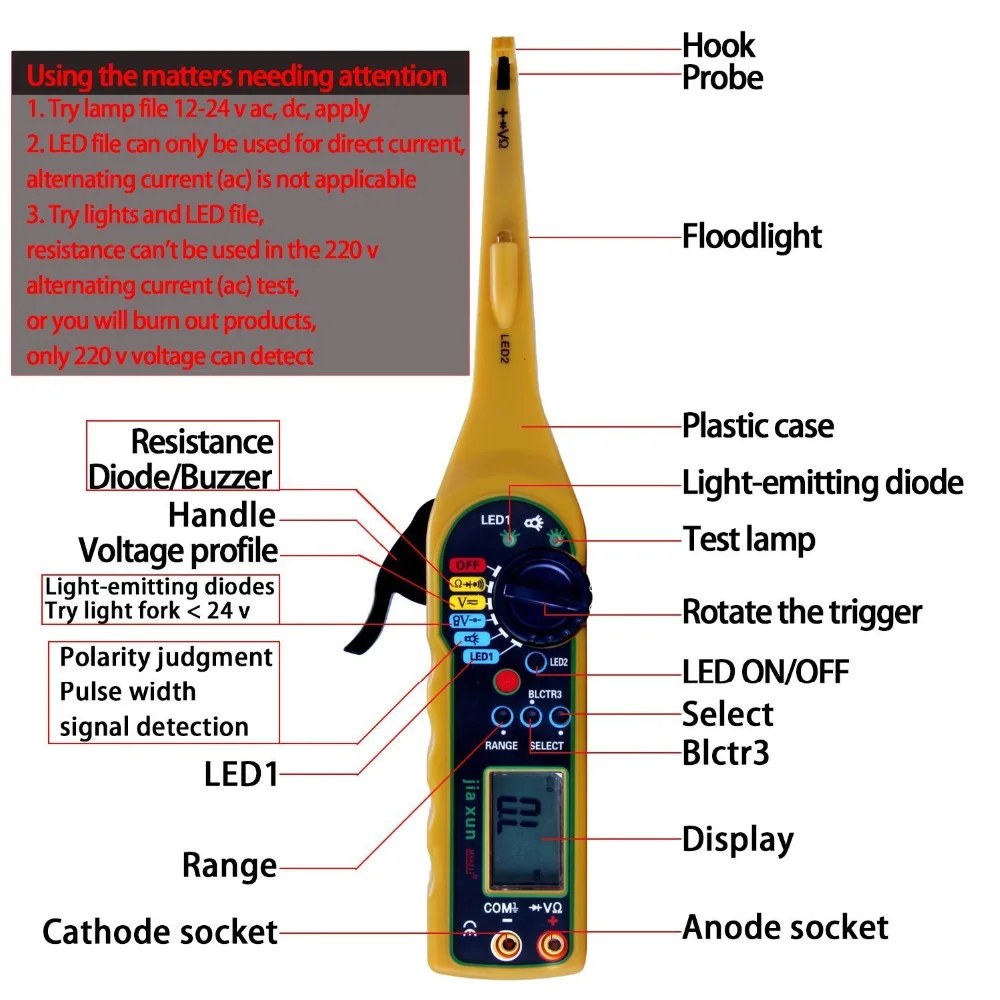 Многофункциональный автоматический Пробник цепей, мультиметр, лампа для ремонта автомобиля, тестеры автомобильной электрической цепи, мультиметр, напряжение 0-380 В