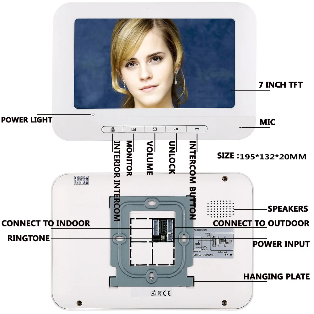 SmartYIBA 7 ''дюймовый 1000TVL видео телефон двери безопасности домофон блок с RFID карты разблокировать ИК Cmaera ночное видение