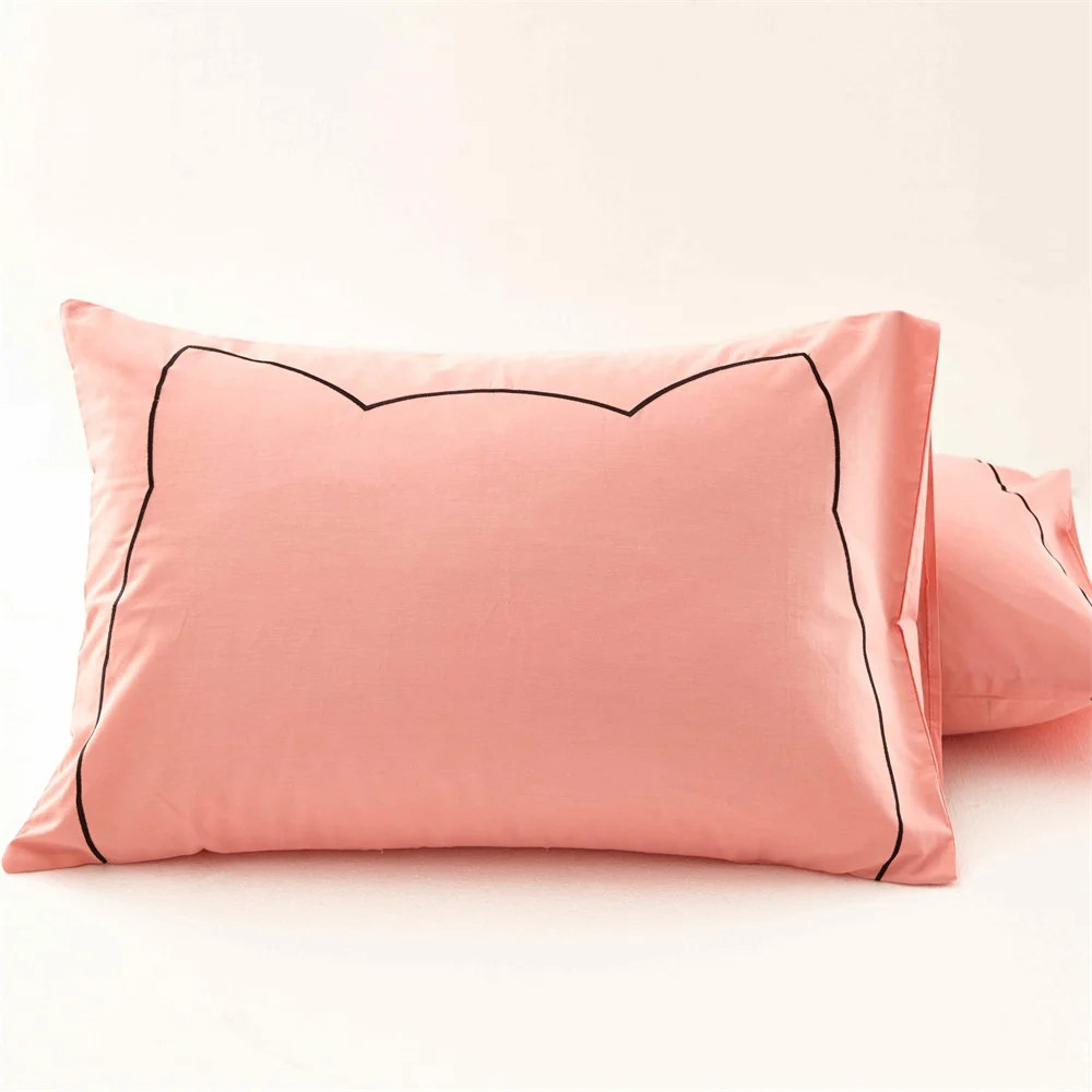 

Simple Design Cat Pillow Case 47*74cm 2pcs 100% Cotton Fabric Pillow Cover Multiple Colors to Choose