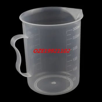 

1PCS Kitchen Lab 300ml Clear Plastic Graduated Beaker Measuring Cups Tool w Handle