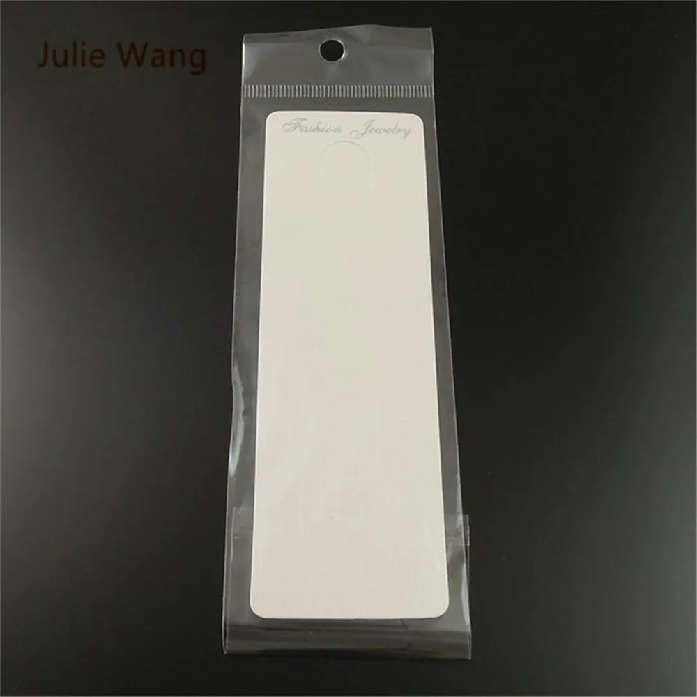 JulieWang 100 шт белая бумажная карточка + пластиковый чехол ожерелье ювелирный дисплей подарок Конфеты Кекс брендовые ценники Hole13 * 4 см