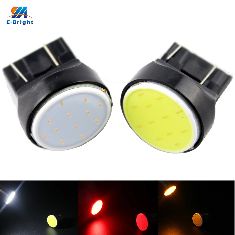 100 шт./лот T20 7443 COB 12SMD 12Led W21/5 Вт Авто Сигнал светодиодные фонари заднего хода стоп