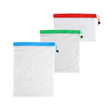 3 шт./компл. многоразовые белая сумка сетки Эко дружественных мешки для Бакалея покупок для фруктов и овощей, сумки для хранения игрушек