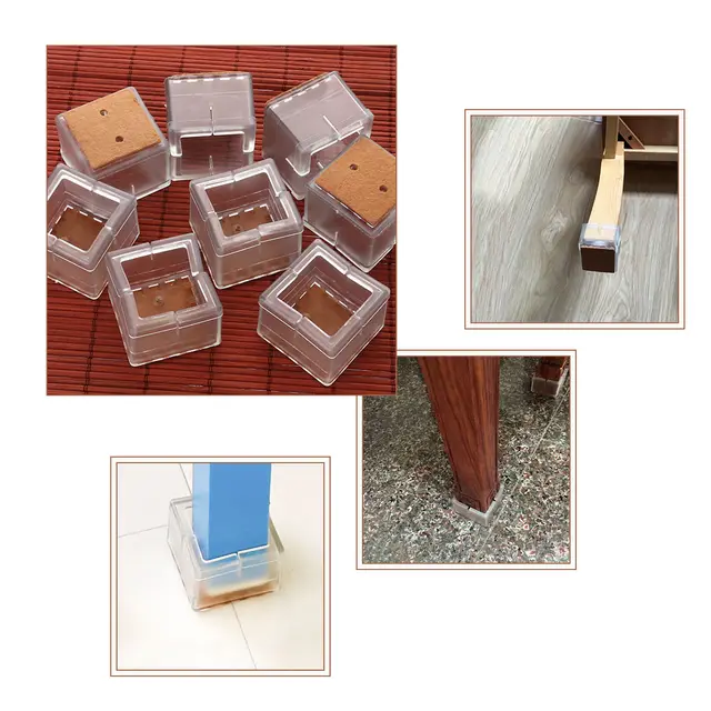 8pcs Square Silicone Chair Leg Caps Feet Pads Furniture Table Covers 8pcs Square Silicone Chair Leg Caps Feet Pads Furniture Table Covers Wood Floor Protectors 38