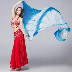 100% шелк выступление танец живота интимные аксессуары двойной цвета Tie Dye легкая текстура белый шарф 2,5 м для женщин шелковые танец с вуалью