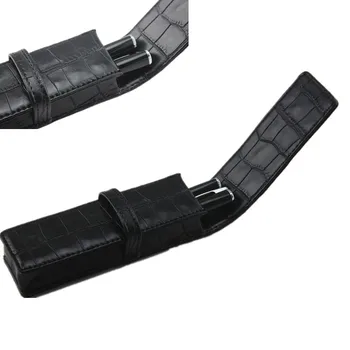 

Black PU Leather Pencil Bag Handmade Pen Cases Fountain Pen Gift pen bag Business Office Accessories High Quality Pencil Box