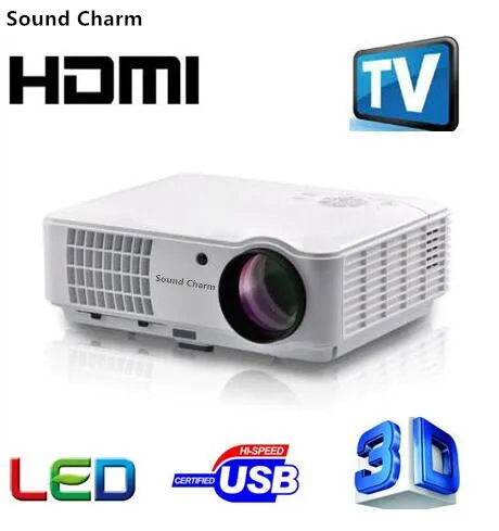 الصوت سحر إضاءة ليد كاملة الوضوح التلفزيون الروبوت العارض HDMI 3D جهاز عرض مسرحي منزلي الصوت سحر إضاءة ليد كاملة الوضوح التلفزيون الروبوت العارض HDMI 3D جهاز عرض مسرحي منزلي