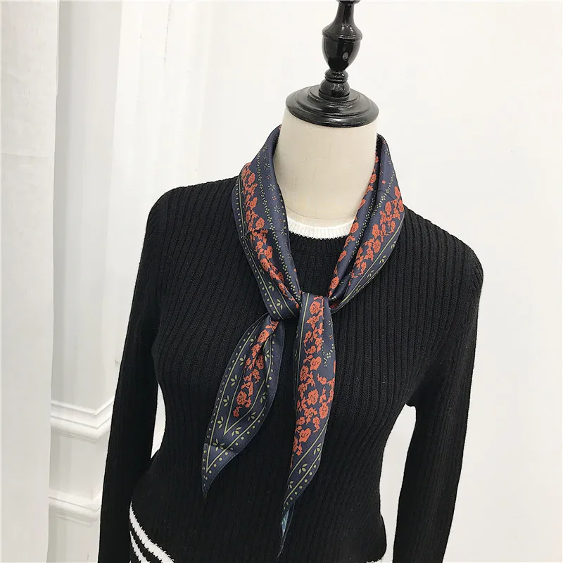 2018 New women silk scarf Korean Elegant floral Printing scarf all
