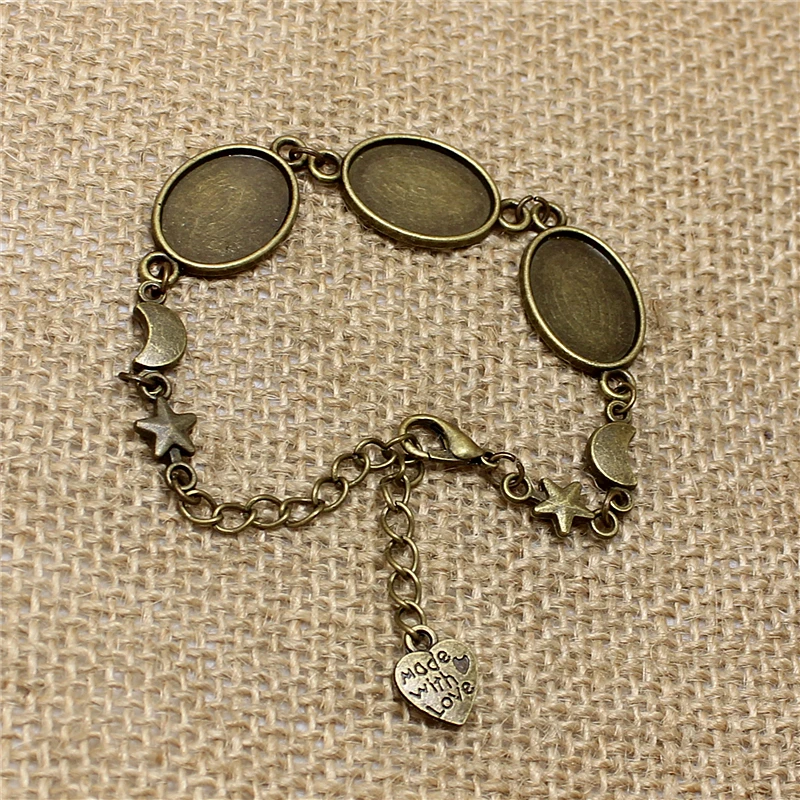 

3pcs/lot 13*18mm Oval Bracelet Cabochon Setting Antique bronze Metal Jewelry Blank Setting Bracelet Findings T564