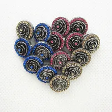 Высокое качество смешать роза из металла горный хрусталь 12 мм кнопку оснастки подвески fit привязать кнопку браслет