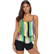 Плюс размер принтованный пляжный Танкини бикини Летний пуш-ап женский сплошной купальник на бретельках купальники с открытой спиной купальник женский купальный костюм