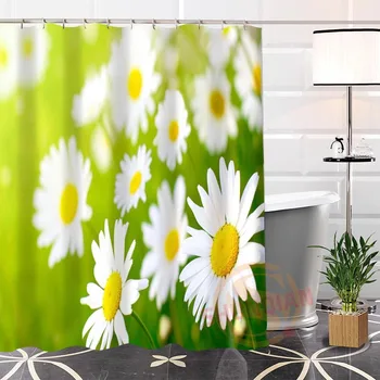 

100% Polyester Custom Popular flowers grass leaves plant Fabric Modern Shower Curtain bathroom Waterproof New arrival H0223-11