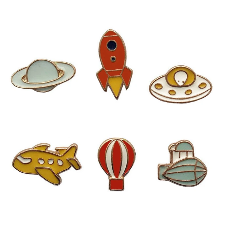 

Hot Sale Free Shipping Cute Hot Air Balloon Rocket Airplane Brooch Pins Fashion Jewelry Wholesale For Gift