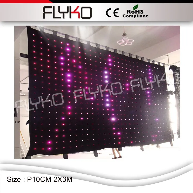 

SD controller Flyko stage 2x3M P10 DMX control led light programmable LED DJ curtain