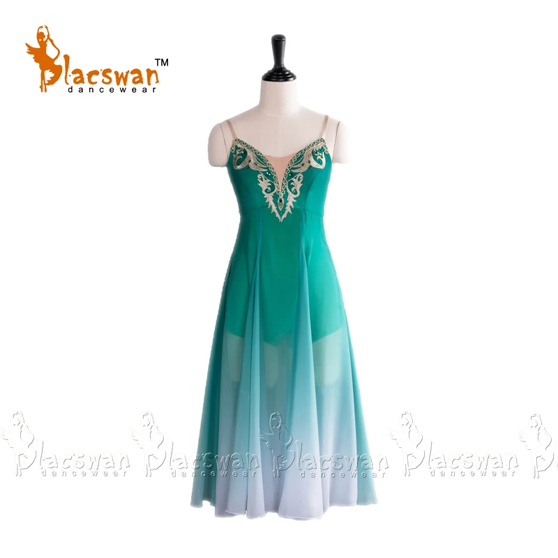 

Girls Fading Green Chiffon Napoli Mermaid Ballet Dress Professional Custom Lyrical Dance Costumes BT712