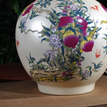 

Jingdezhen ceramics pastel Fu map peach Golden Vase vase flower decorations inside the living room decoration