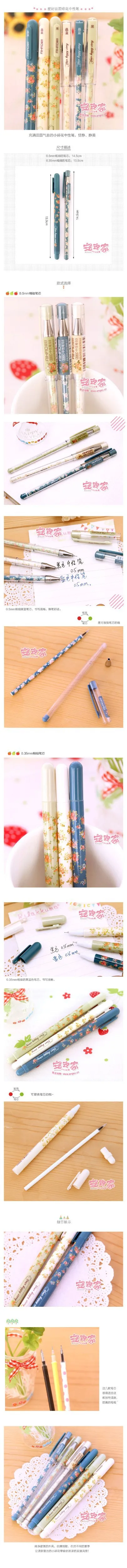 Новые гелевые ручки маленькие цветочные прозрачные 0,35 0,5 мм гелевые ручки на водной основе Корея школьные принадлежности канцелярские принадлежности милые каваи
