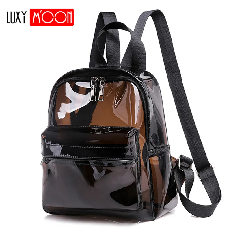 

PVC Jelly Mini Backpack Female Fashion Solid Small Bagpack Transparent Teenage Girl Casual Student Shoulder School Bag XA46K