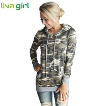 Женская походная Женская футболка для девочек фитнес топы рубашки Mujer камуфляж печать карман толстовка с капюшоном Топ Блузка Mar10A2