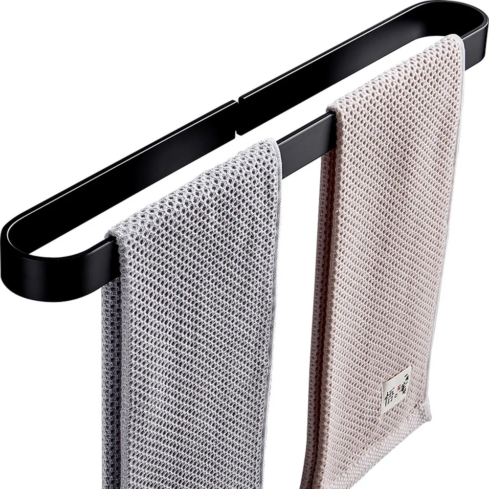 Black towel rack single pole bathroom hangers towel bar no hole towel