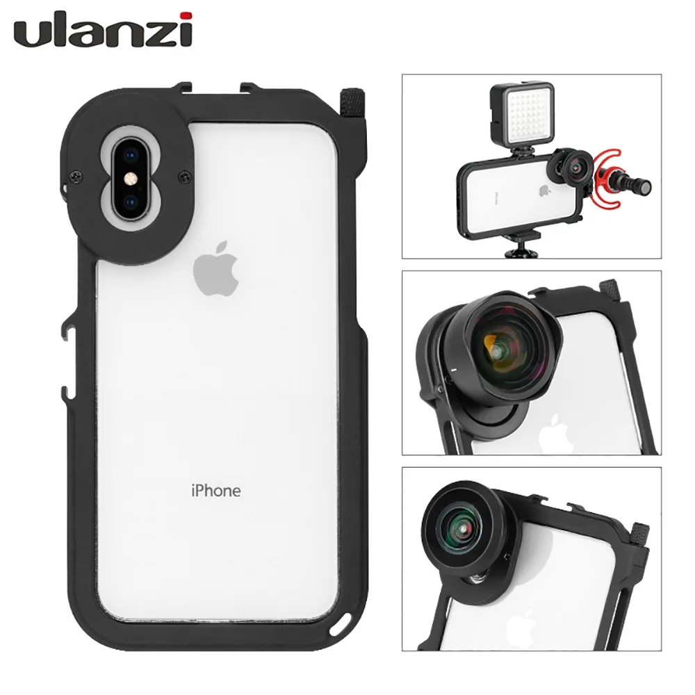 Металлическая оправа для бампера ULANZI iphone XS MAX с холодным башмаком 1/4 &quotрезьбовое