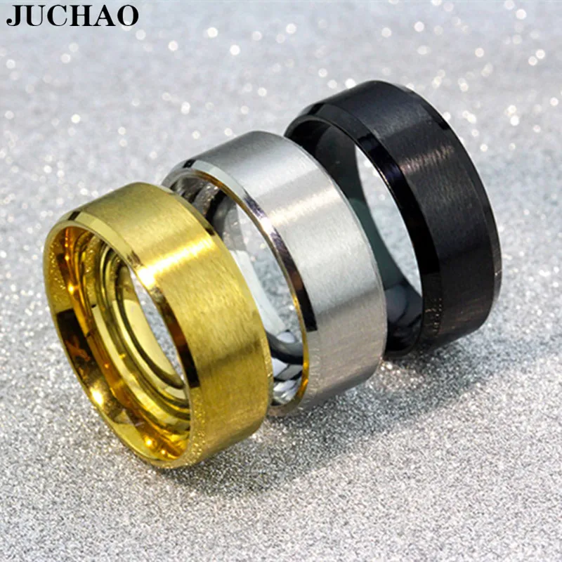 Классическое кольцо JUCHAO из нержавеющей стали черное с гладкой поверхностью