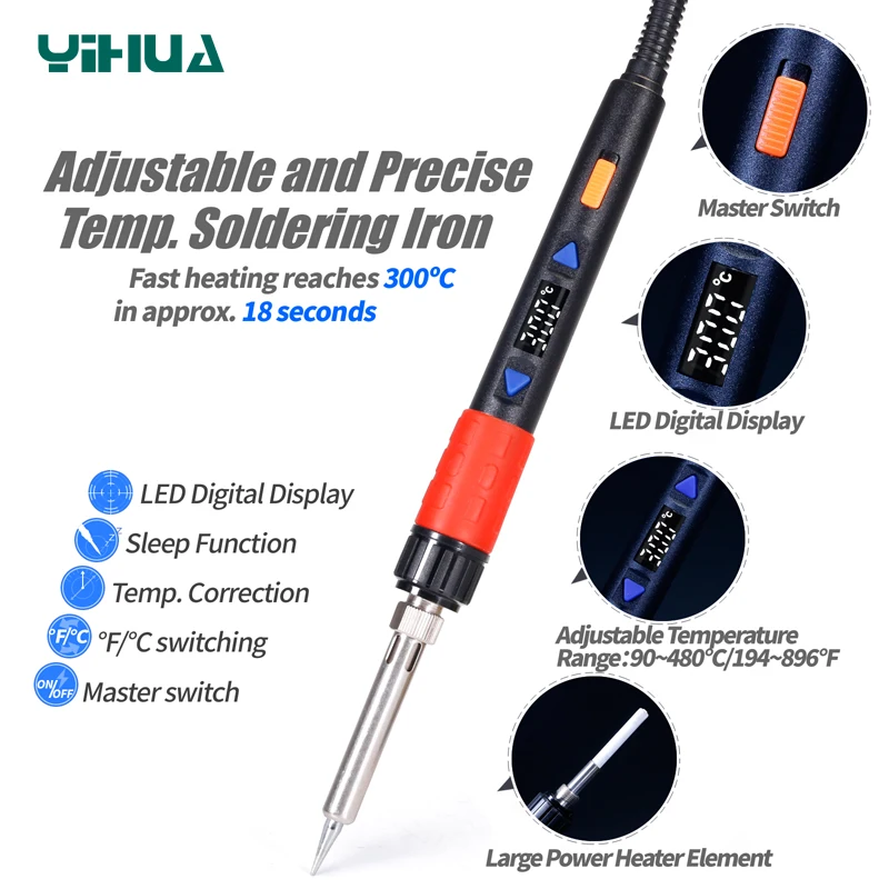 YIHUA 928D III 65 Вт 90 110 большой мощности дополнительный паяльник Регулируемый цифровой