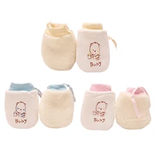 Перчатки с регулировкой на шнурке для маленьких мальчиков и девочек, варежки для новорожденных с изображением медведя, с защитой от царапин, хлопковые утепленные детские аксессуары с милой обезьянкой