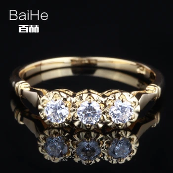 

BAIHE Solid 14K Yellow Gold 0.36CT Flawless Genuine AAA Graded Cubic Zirconia Engagement Women Fine Jewelry Cubic Zirconia Ring