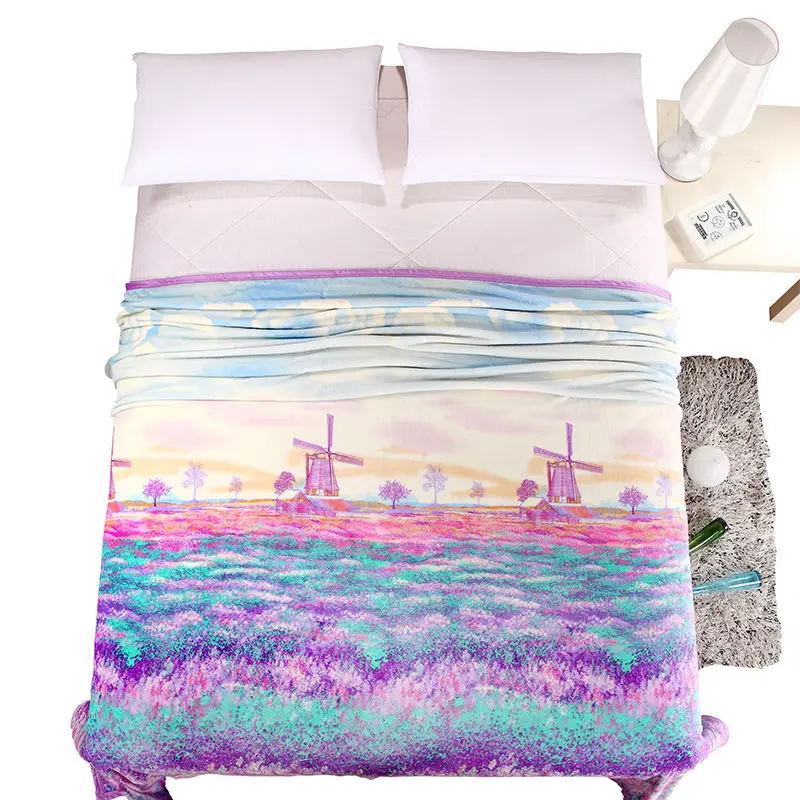 

Modern style summer throw blankets bedsheet linens coral fleece flannel fiber multisize soft plaid multifunctional bedspread
